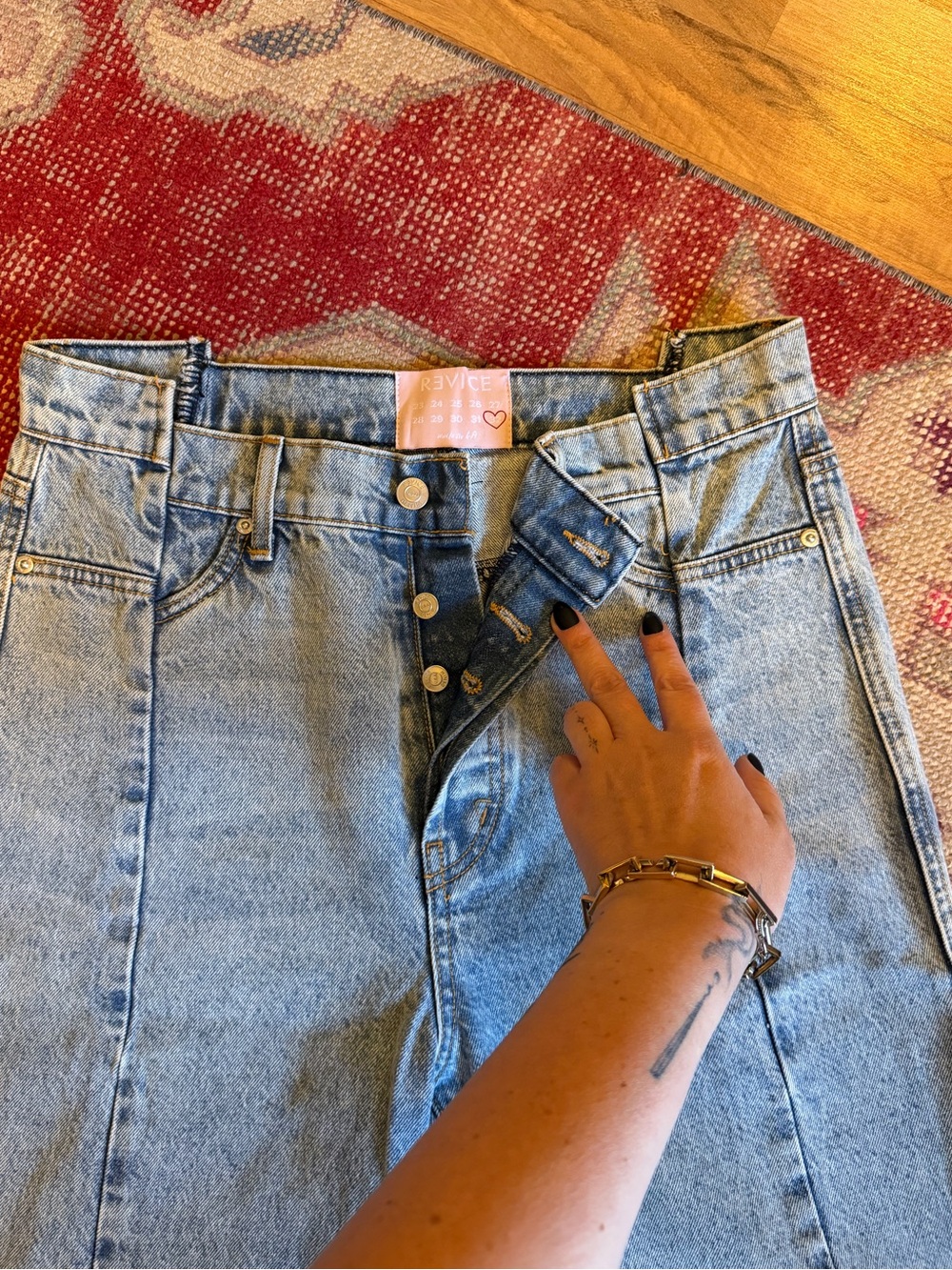 Revice spliced together high rise jeans